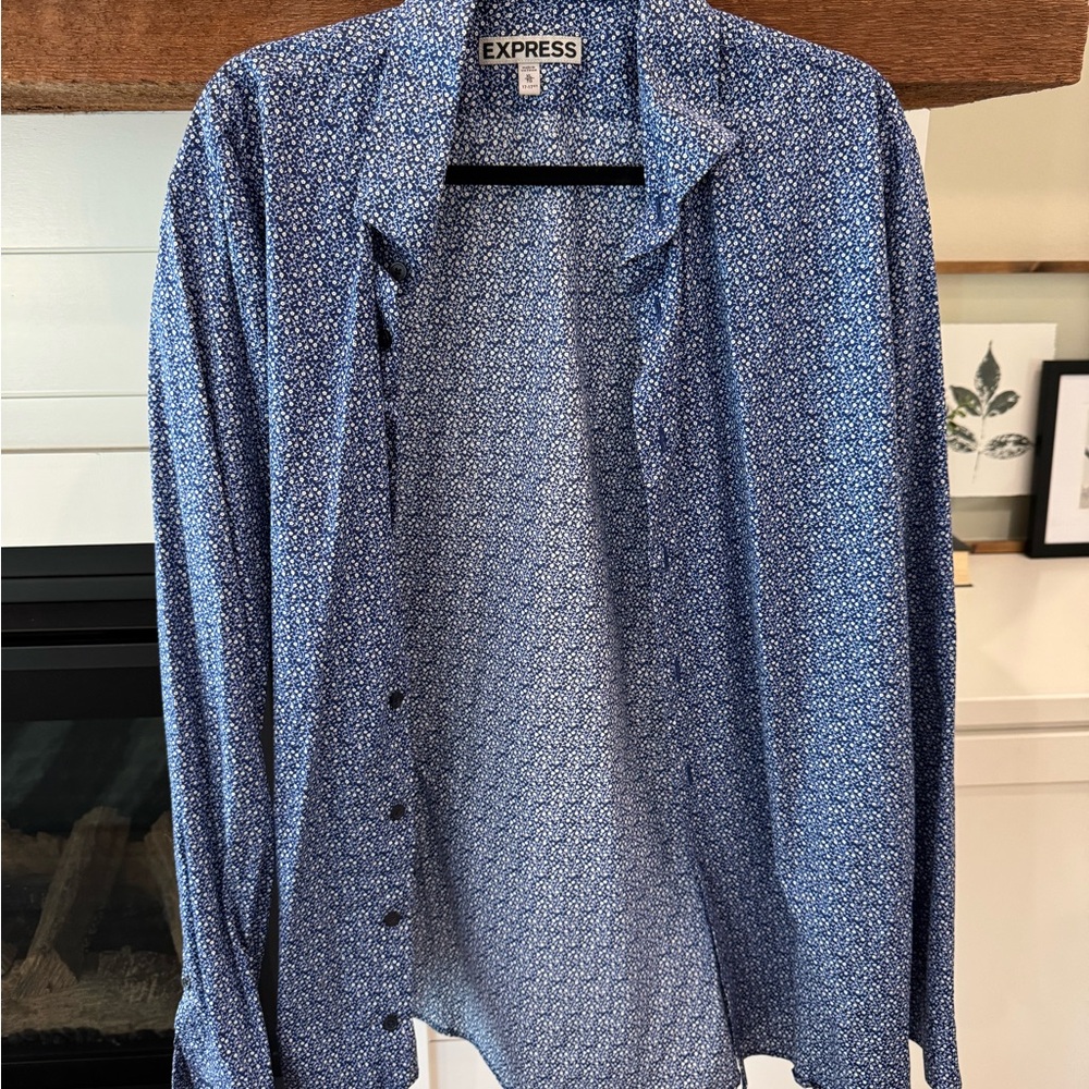 Express Blue Patterned Shirt